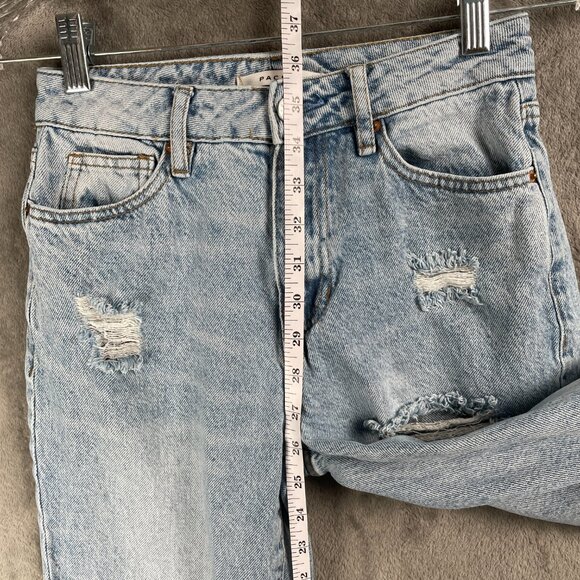 PacSun Mom Jean Womens 24 Light Wash Distressed Mid Rise Y2K Grunge Skater 24x27 - Picture 6 of 8
